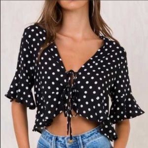 Princess Polly black and white polka dot shirt